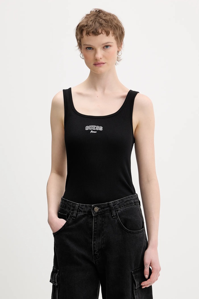 Guess Jeans top z elastanem czarny W6RP20.KA0H1