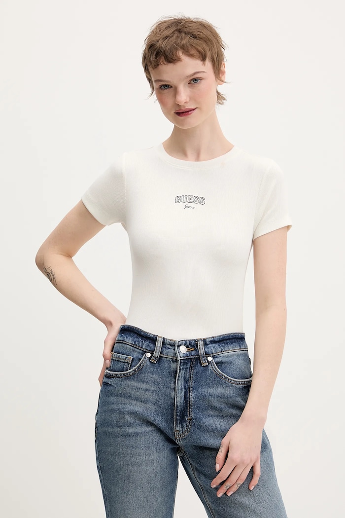 Guess Jeans t-shirt aplikacja beżowy W6RP21.KA0H1