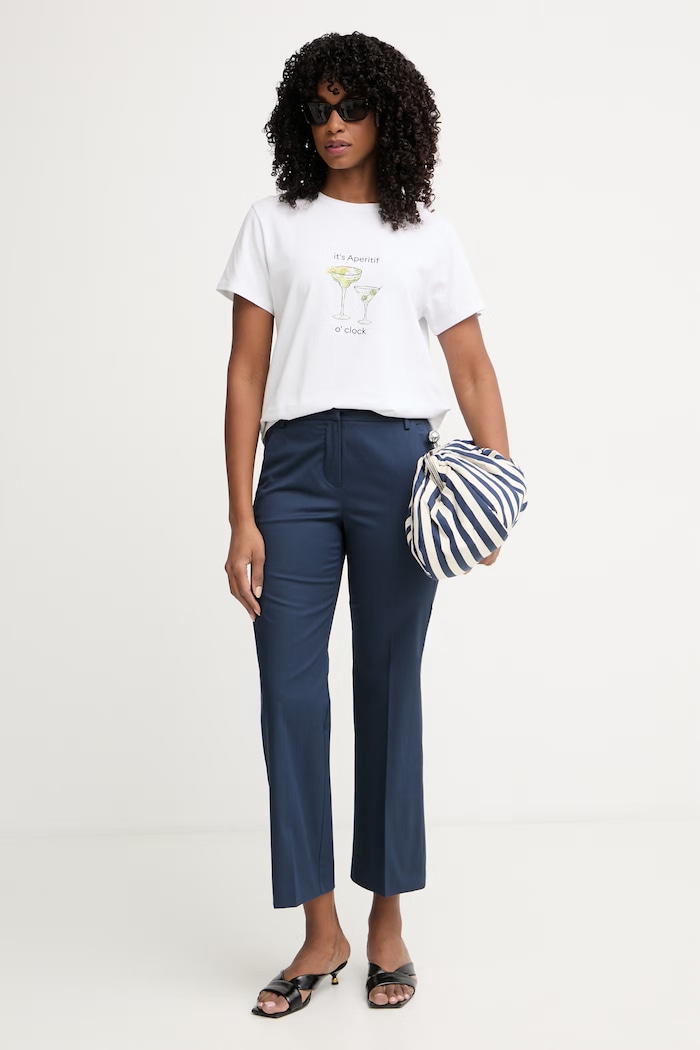 Marella T-shirt damski bawełniany z elastanem Emme by Marella 2615971072200 biały SS26