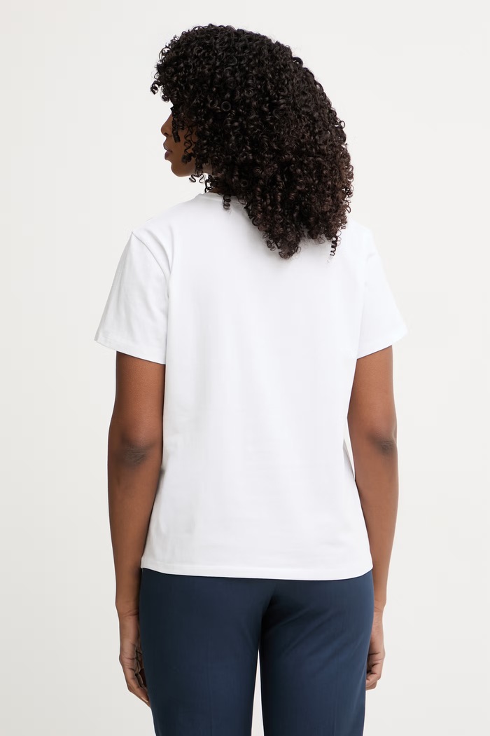 Odzież Marella T-shirt damski bawełniany z elastanem Emme by Marella 2615971072200 biały