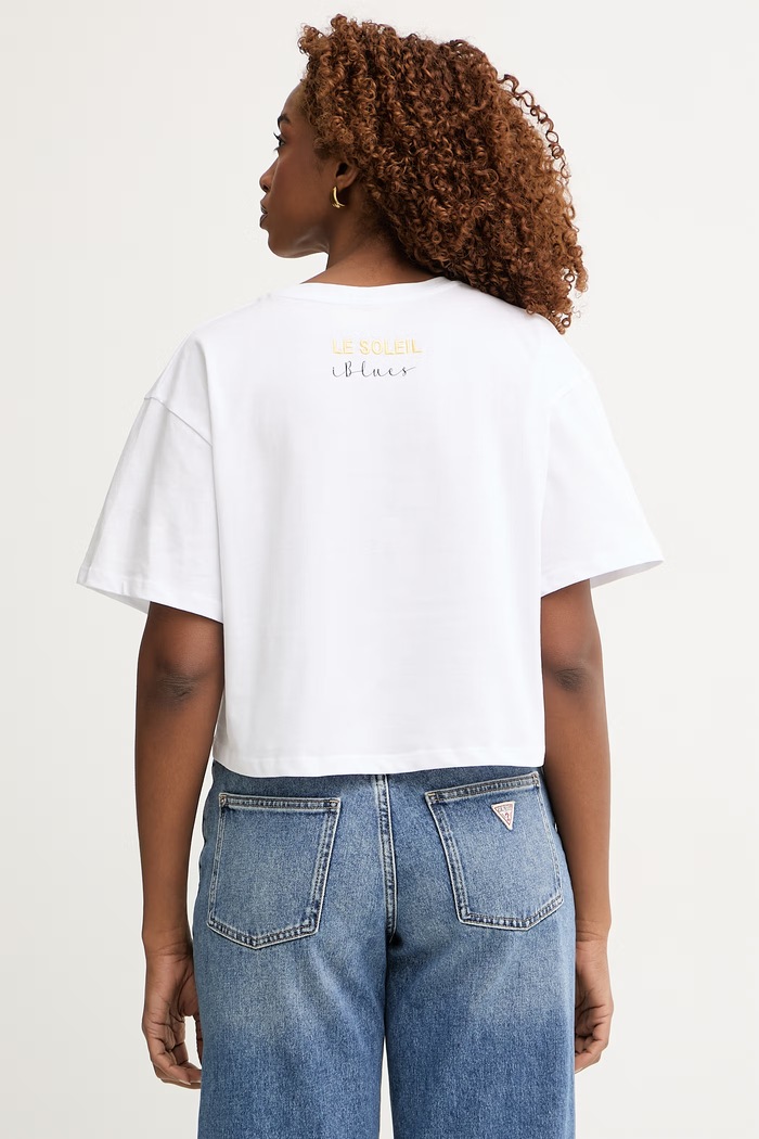 Ρούχα iBlues t-shirt γυναικείο βαμβακερό ELODIA 2617971062200 λευκό