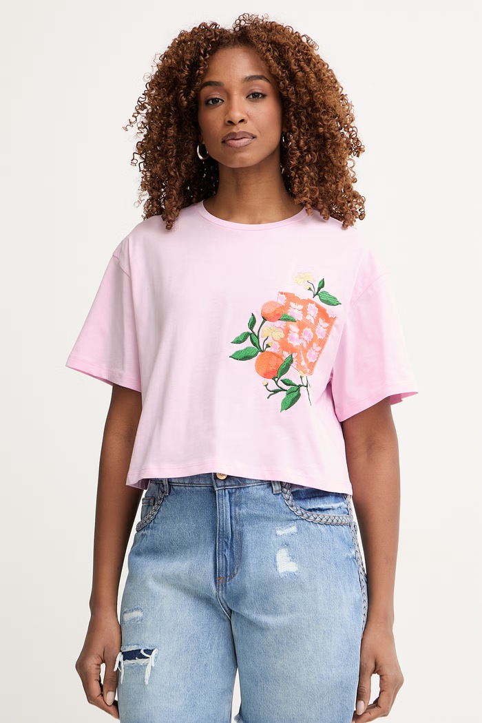 iBlues t-shirt γυναικείο βαμβακερό ELODIA ροζ 2617971062200