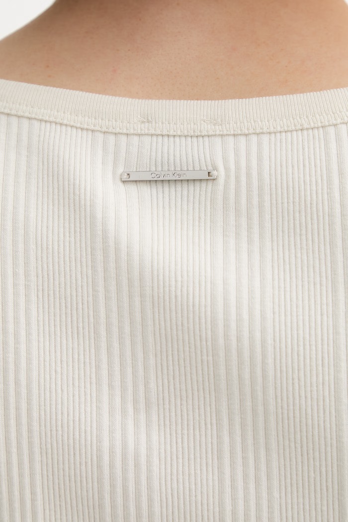 Calvin Klein τοπ γυναικείο βαμβακερό με ελαστάν LV044F213G μπεζ