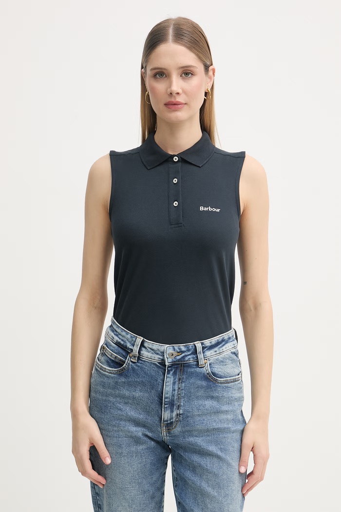Barbour dámsky top bavlnený s elastanom Bowford tmavomodrá LML0888