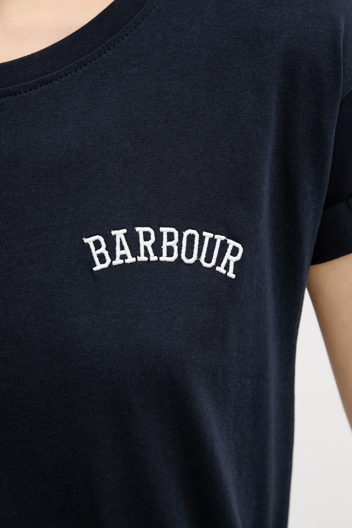 Βαμβακερό μπλουζάκι Barbour LTS0718 σκούρο μπλε