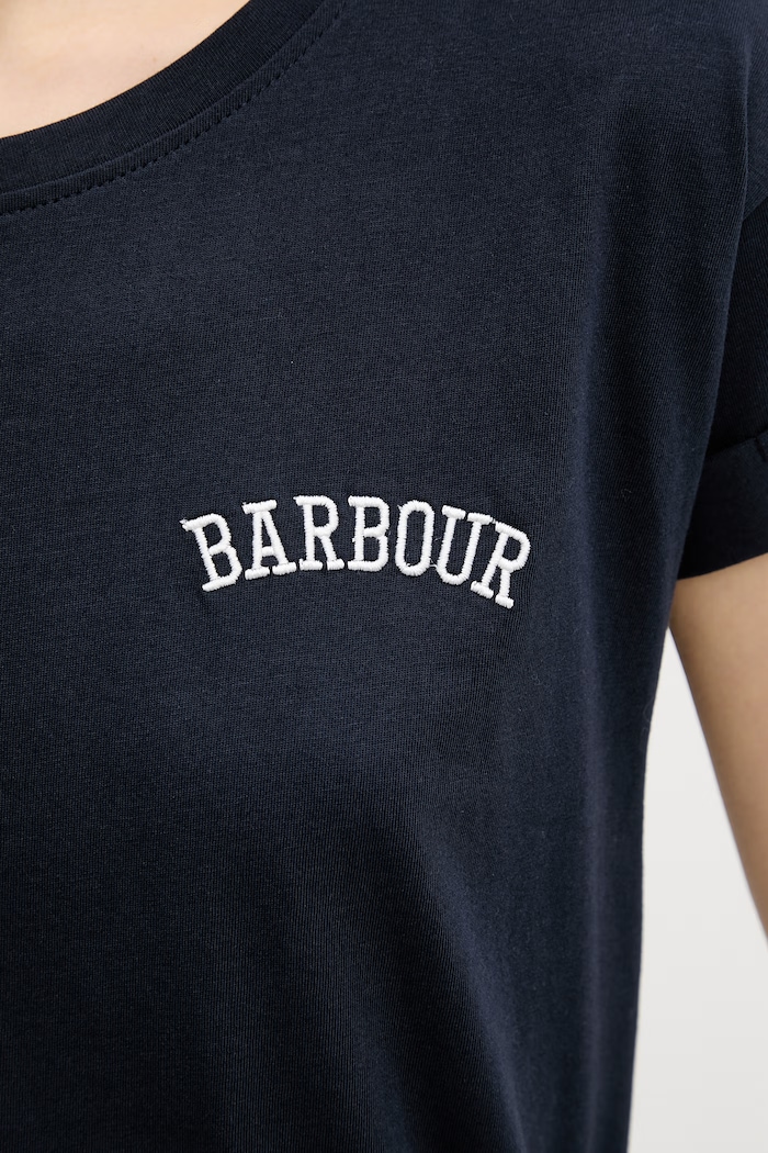 Βαμβακερό μπλουζάκι Barbour LTS0718 σκούρο μπλε