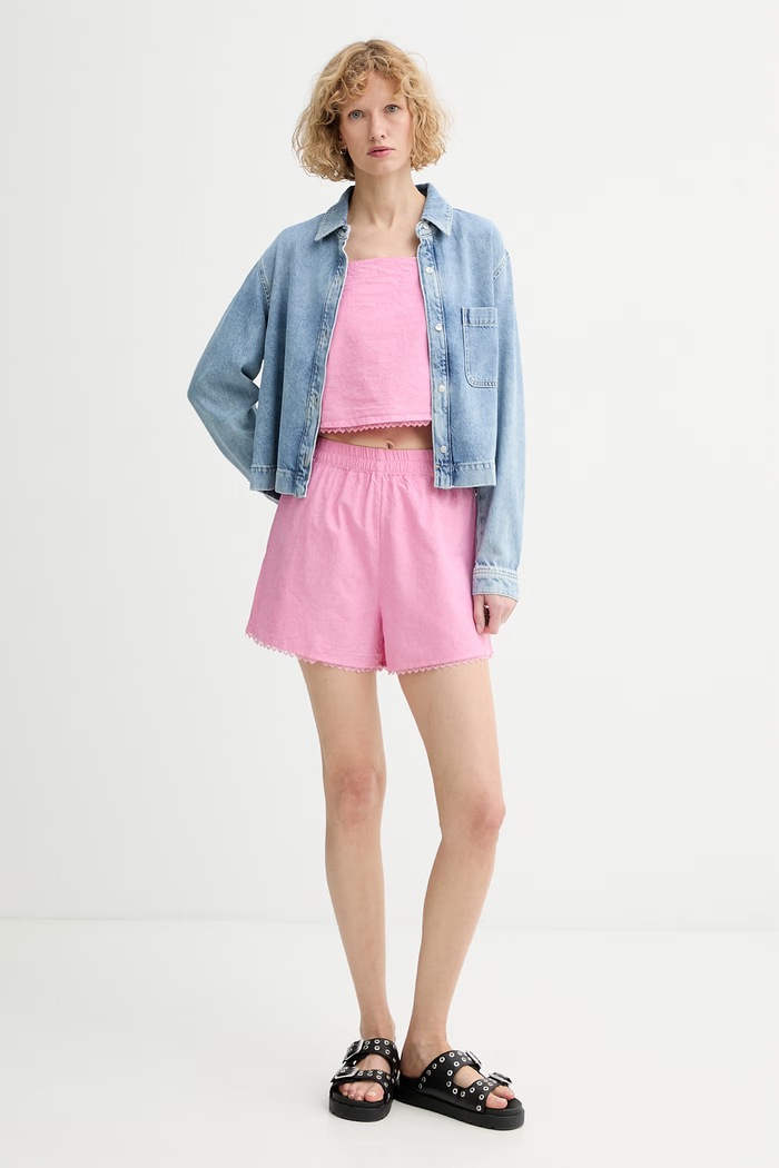 American Vintage crop top γυναικείο βαμβακερό FEO07A ροζ SS26