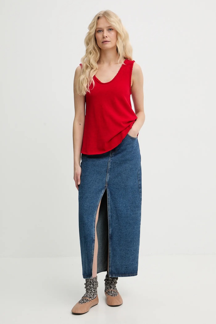 Bombažen top American Vintage SON29G rdeča SS26