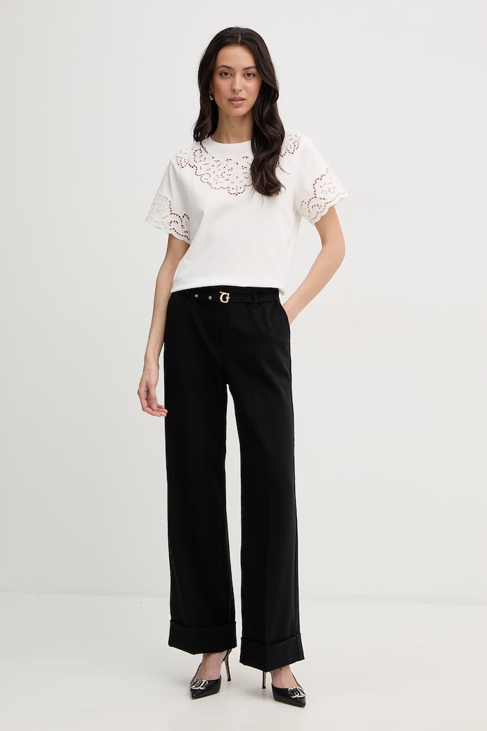 Памучна тениска Twinset 261TP2440 бежов SS26