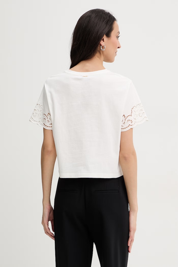 Дрехи Памучна тениска Twinset 261TP2440 бежов