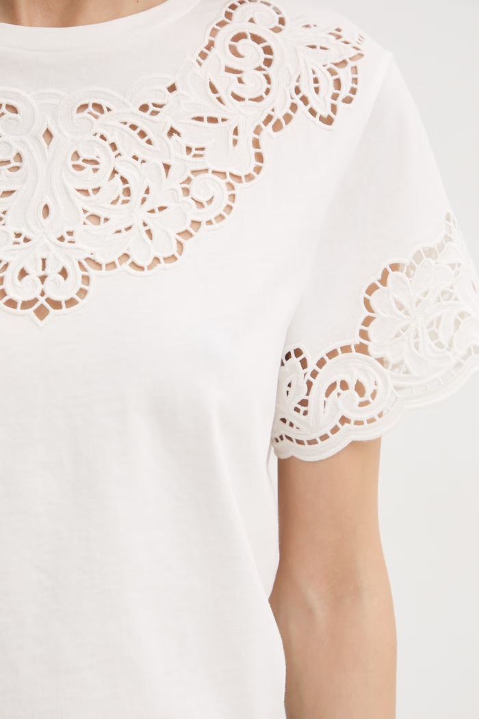 Памучна тениска Twinset 261TP2440 бежов