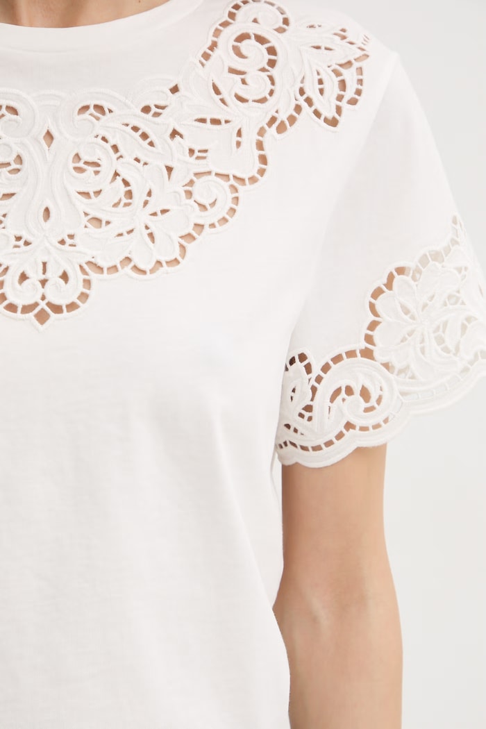 Памучна тениска Twinset 261TP2440 бежов