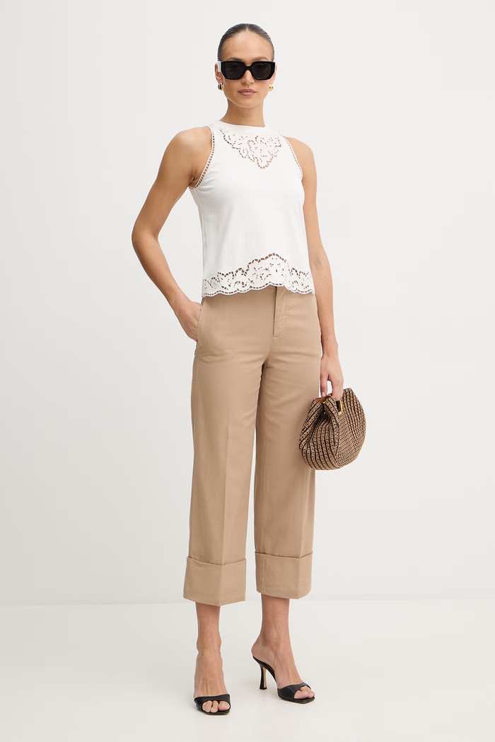 Bavlnený top Twinset 261TP2441 béžová SS26