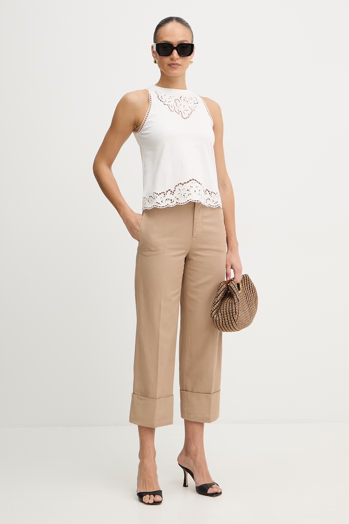 Bavlnený top Twinset 261TP2441 béžová SS26