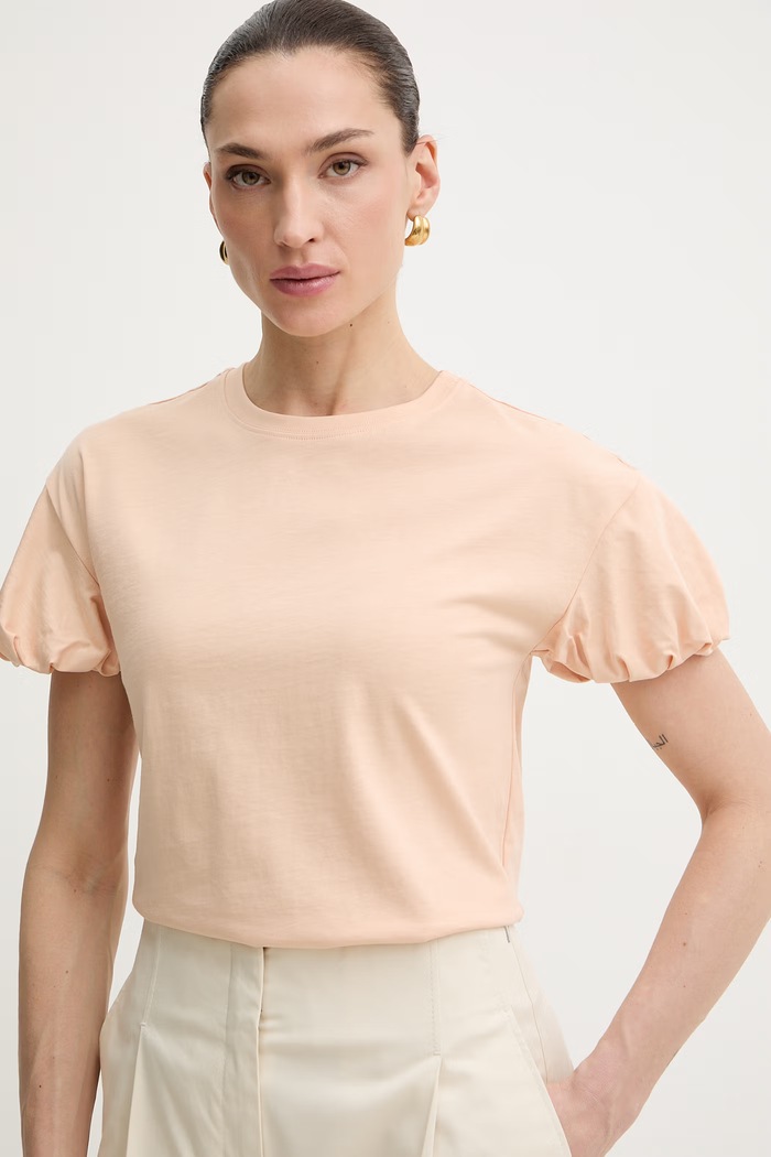 Twinset t-shirt bawełniany beżowy 261TP2210