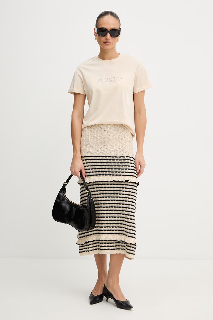 Bavlnené tričko Twinset 261TP2343 béžová SS26