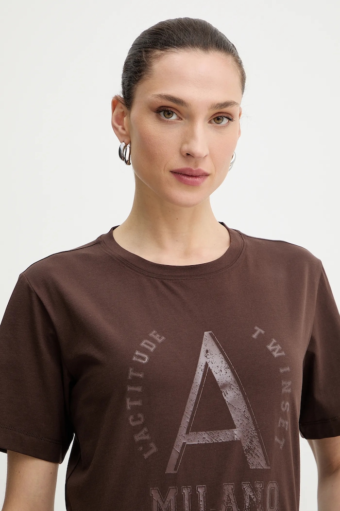 Μπλουζάκι Twinset καφέ 261AP2163