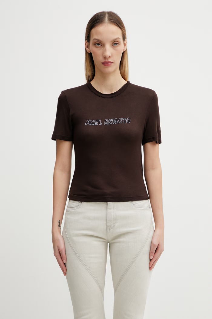 Axel Arigato t-shirt Arigato Sheer Top slim marrone A3826003