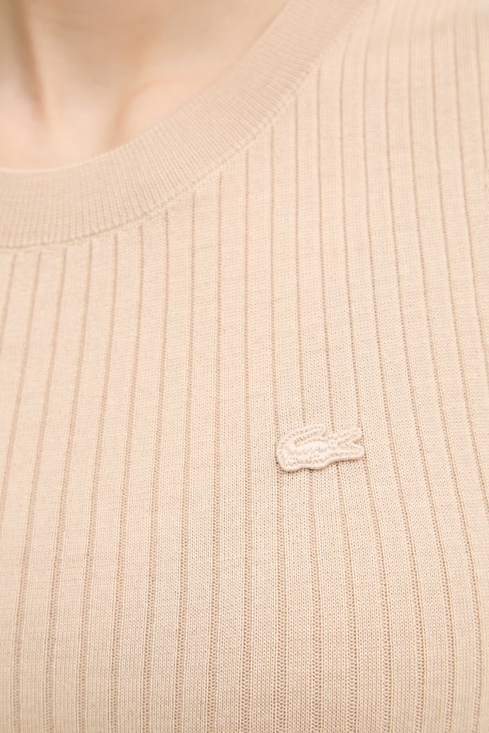 Lacoste Топ тип пуловер дамски от лен AF9988 бежов