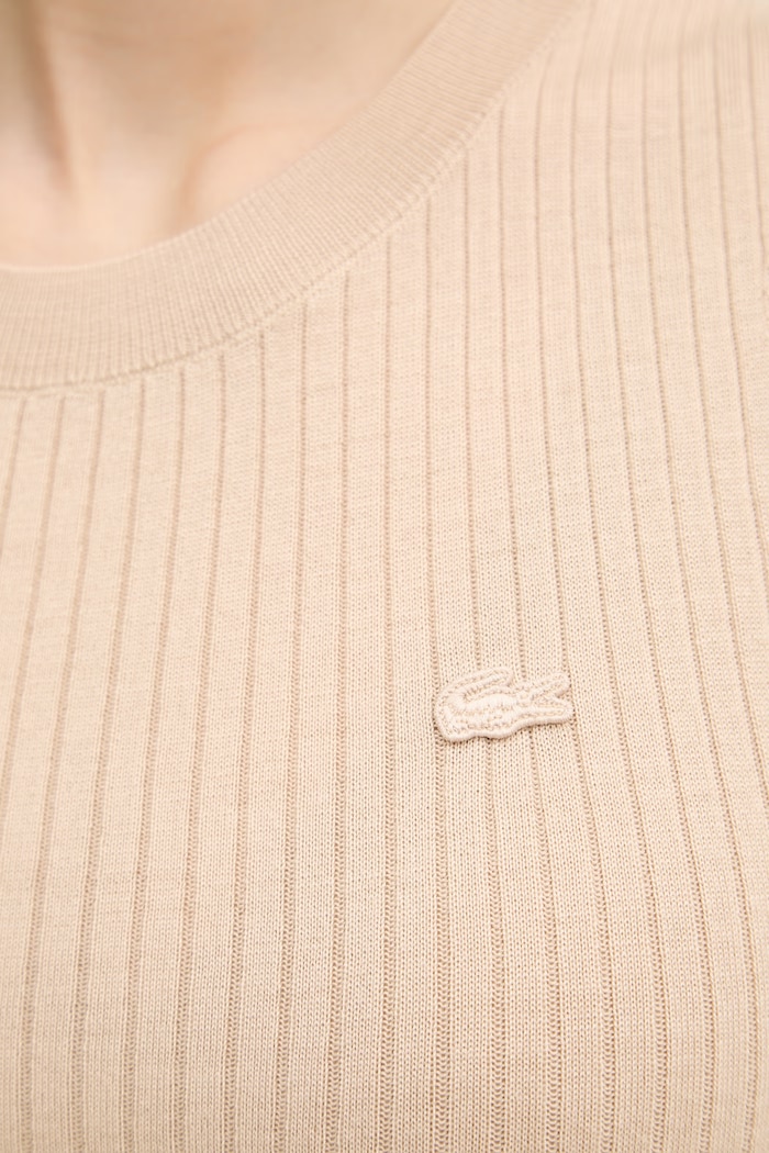 Lacoste Топ тип пуловер дамски от лен AF9988 бежов