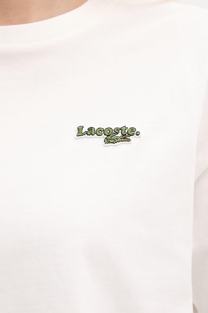 Lacoste crop top dámský bavlněný TF7605 bílá