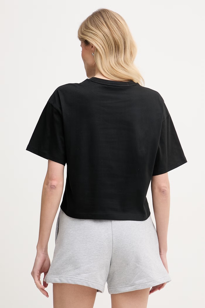 Oblečení Lacoste Crop top dámský bavlněný TF7605 černá