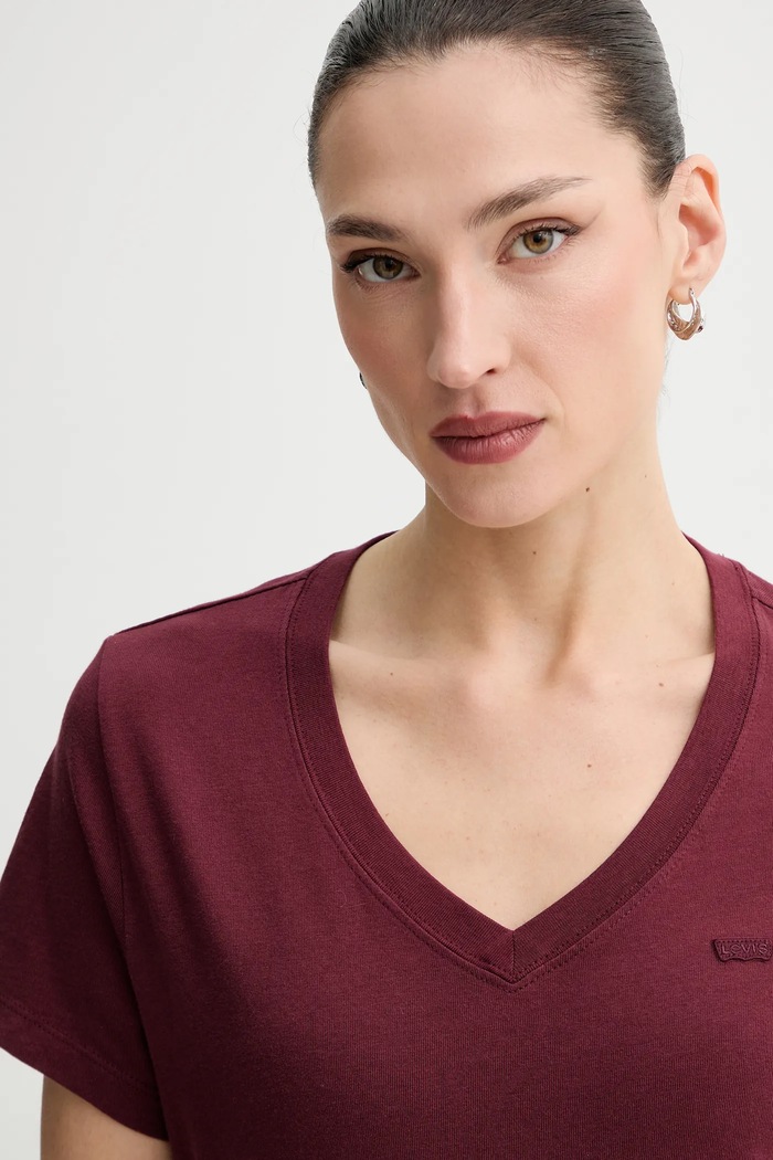 Bavlnené tričko Levi's T2 PERFECT V červená 005J6