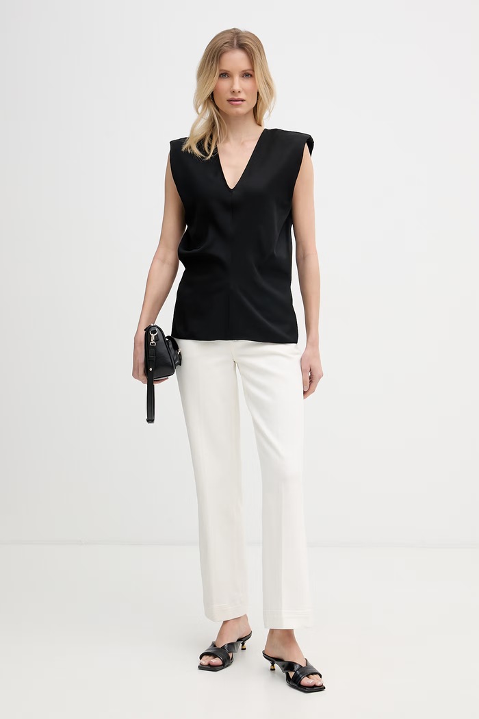 Trussardi bluză pentru femei, din vâscoză D451A000393N negru SS26