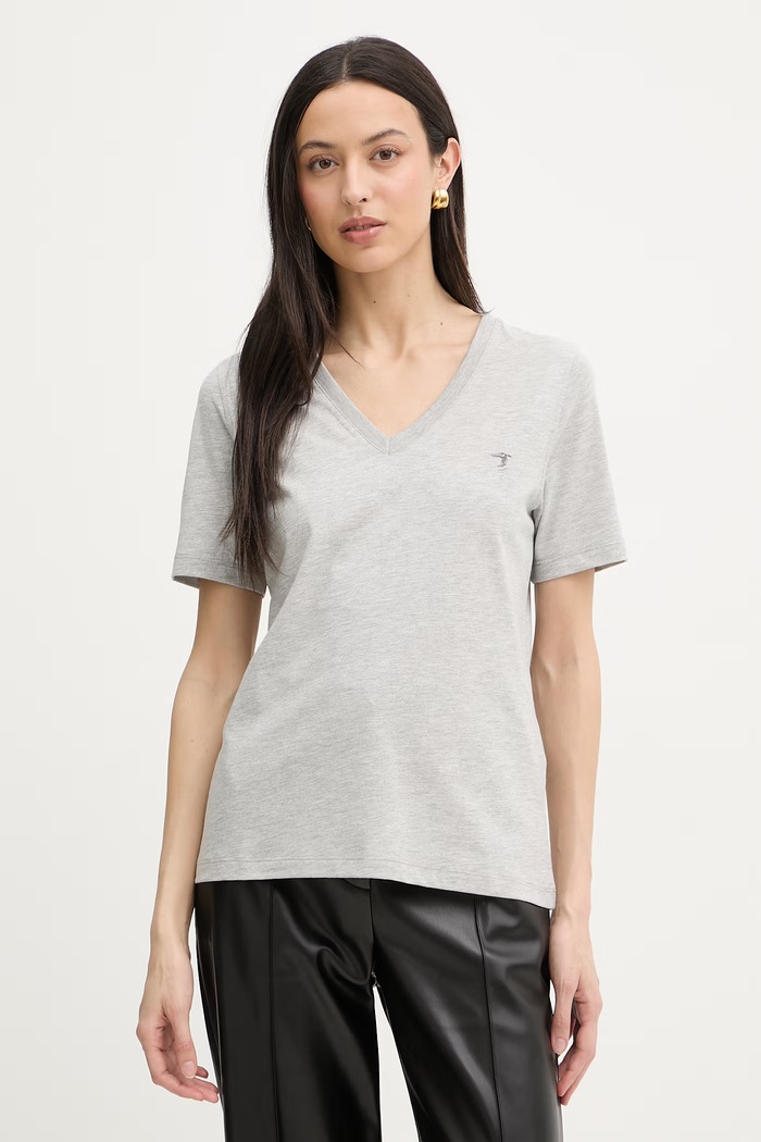Trussardi тениска дамска с памук сив G1266500254N