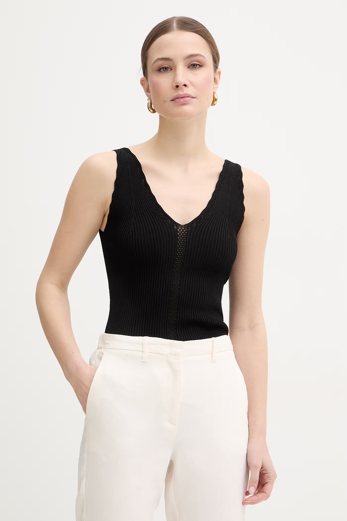 Twinset top dámsky slim čierna 261TT3122