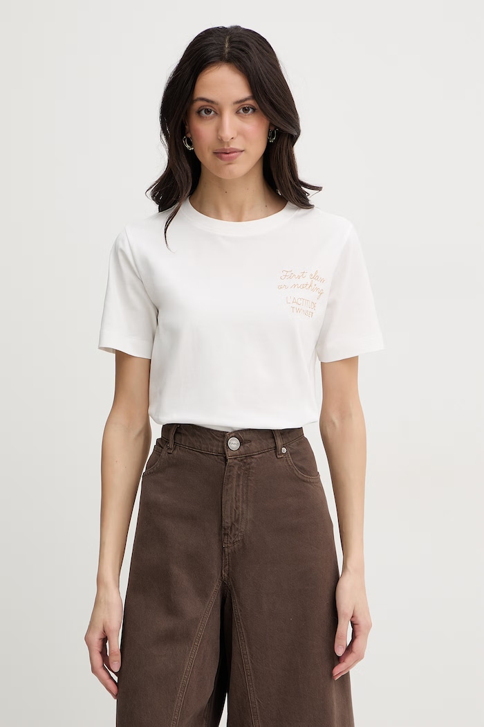 Twinset T-shirt γυναικείο βαμβακερό μπεζ 261AT2151