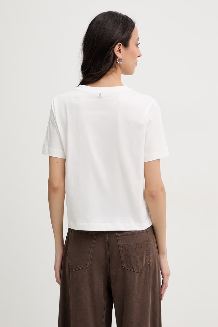 Ρούχα Twinset T-shirt γυναικείο βαμβακερό 261AT2151 μπεζ
