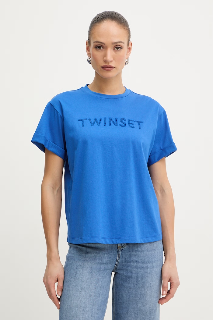 Twinset tričko dámske bavlnené modrá 261LM2NJJ