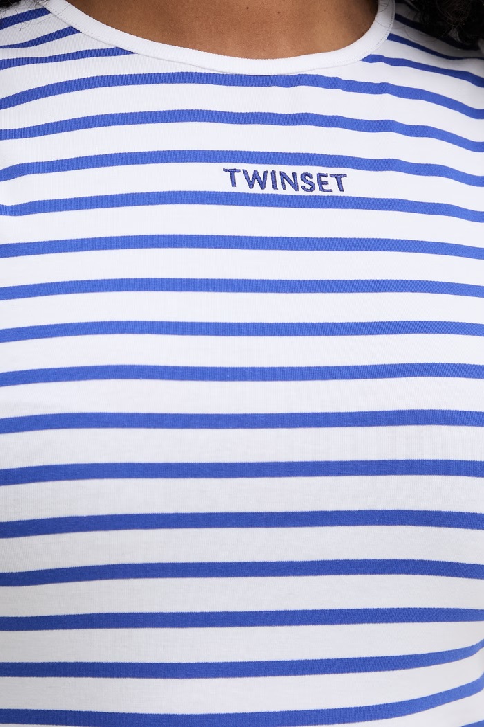Twinset top dámsky bavlnený s elastanom 261LM2GAA modrá