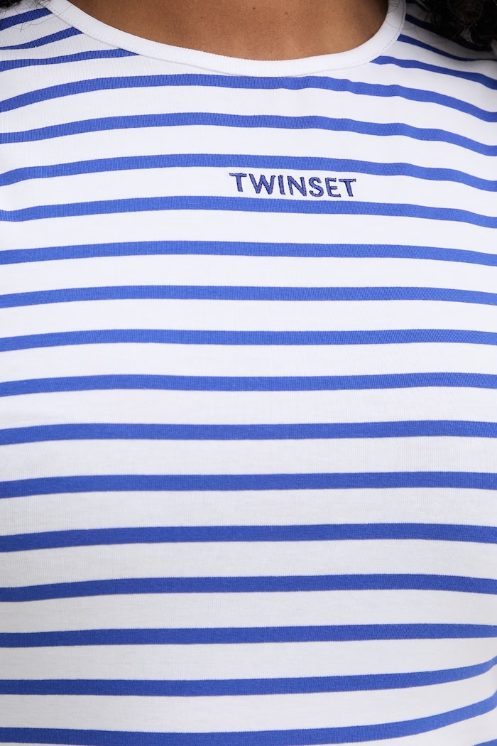 Twinset top dámsky bavlnený s elastanom 261LM2GAA modrá