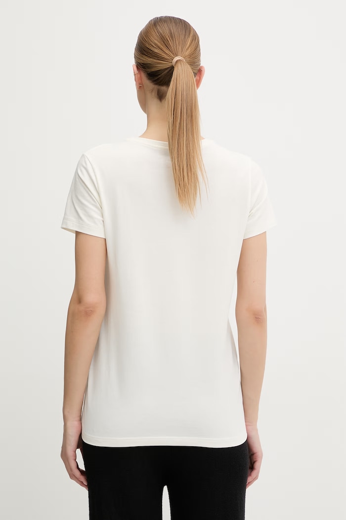 Odzież Emporio Armani Underwear t-shirt damski z bawełny EW000409.AF19026 beżowy
