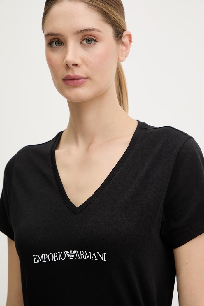 Emporio Armani Underwear tricou pentru femei, din bumbac negru EW000409.AF19026