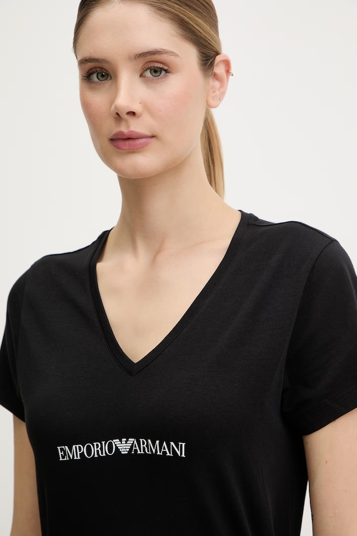 Emporio Armani Underwear tricou pentru femei, din bumbac negru EW000409.AF19026