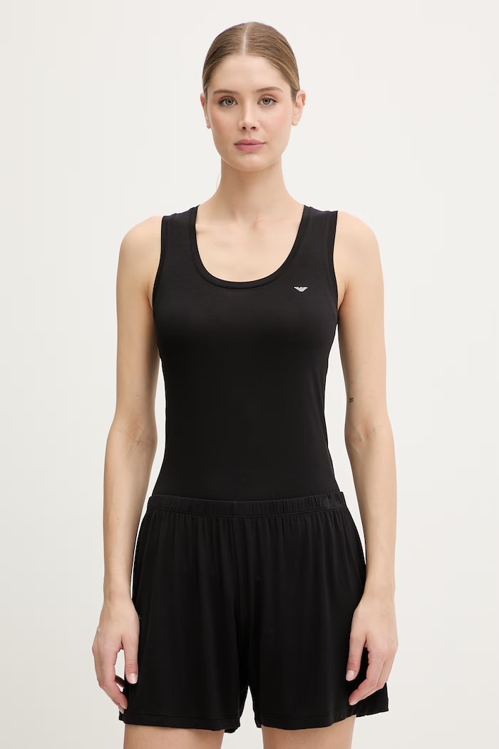 Emporio Armani Underwear top dámsky z viskózy čierna EW000407.AF19024