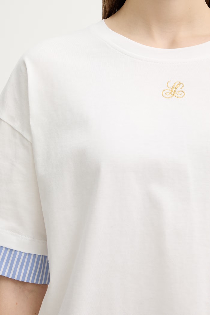 Luisa Spagnoli tricou din bumbac Baiadera 543155 alb