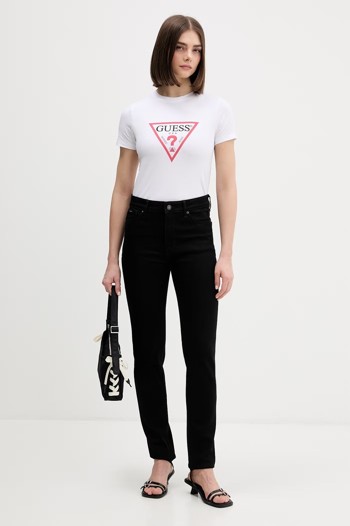 Guess Jeans osnovna kratka majica ženska W4YI04.J1314 bela SS26