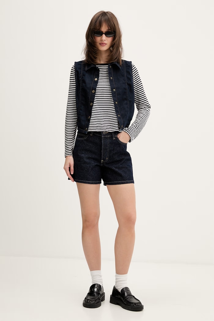 Guess Jeans cămașă pentru femei, din denim W6GHZ9.D7971 bleumarin SS26