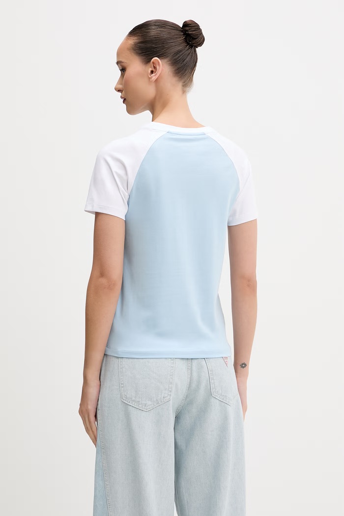 Ρούχα Guess Jeans t-shirt γυναικείο βαμβακερό W6GIB0.J1314 μπλε