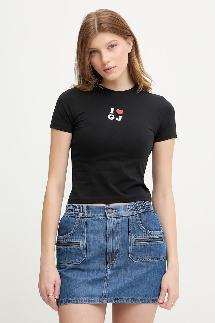 Guess Jeans t-shirt da donna con cotone nero W6GIB1.J1314