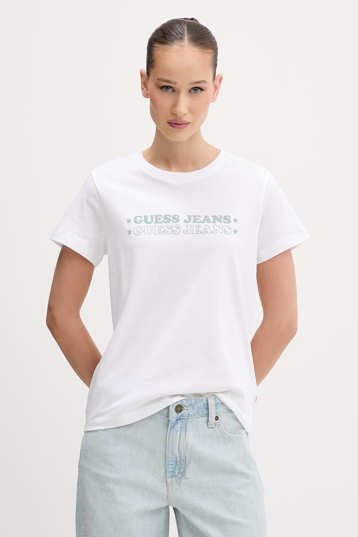 Guess Jeans t-shirt γυναικείο βαμβακερό λευκό W6GIC5.K8HM0