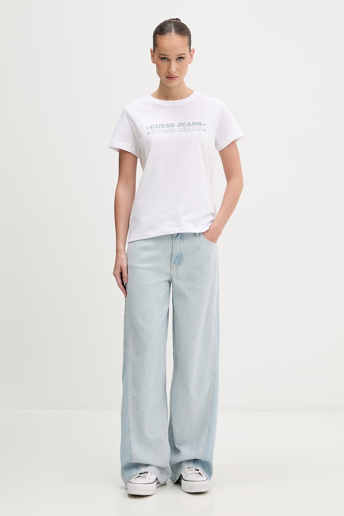 Guess Jeans t-shirt γυναικείο βαμβακερό W6GIC5.K8HM0 λευκό SS26