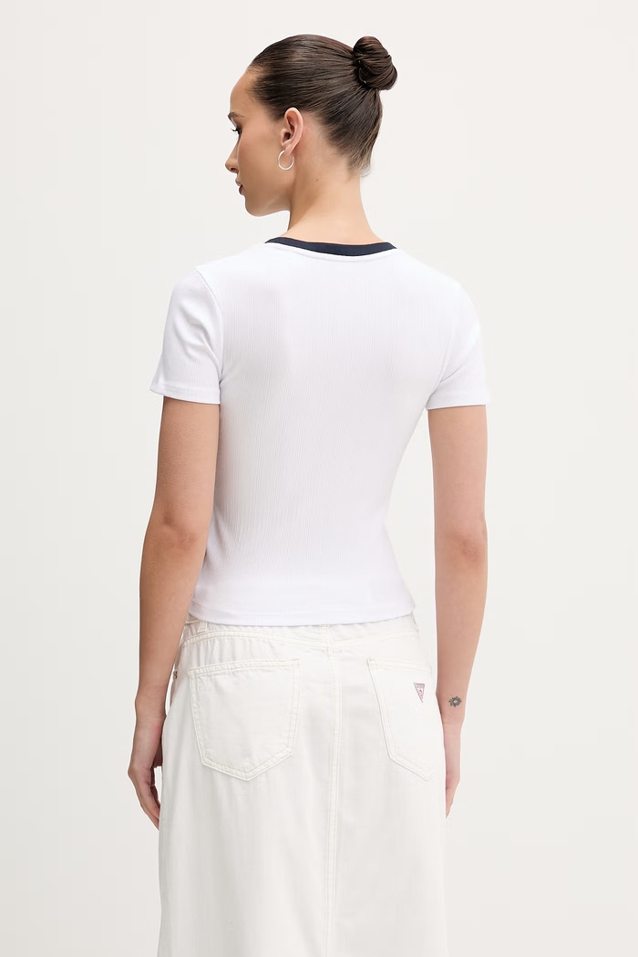 Ρούχα Guess Jeans T-shirt γυναικείο W6GPA9.KF641 λευκό
