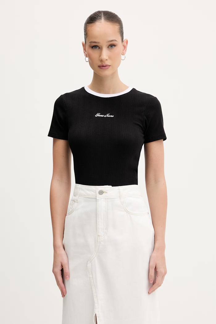 Guess Jeans T-shirt γυναικείο μαύρο W6GPA9.KF641