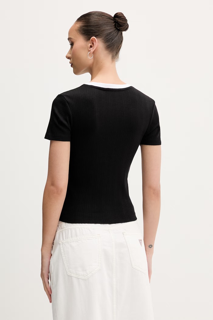Ρούχα Guess Jeans T-shirt γυναικείο W6GPA9.KF641 μαύρο