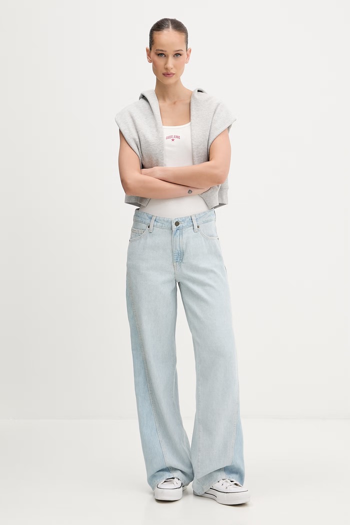Guess Jeans топ женски W6GPZ2.KA0H1 бежов SS26